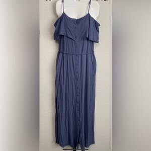 Lulu's M Life's Wonders Denim Blue Off-the-Shoulder Long Maxi Dress Summer